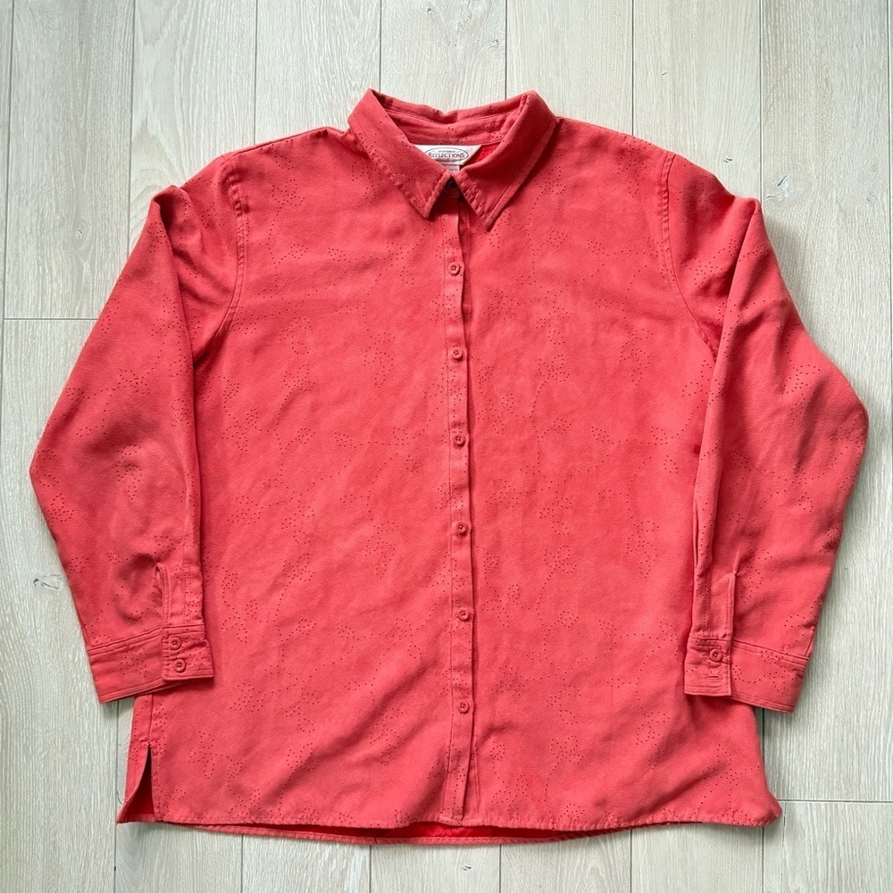 Northern Reflections Eyelet Button Up Shirt in Bright Orange Women’s Size XL